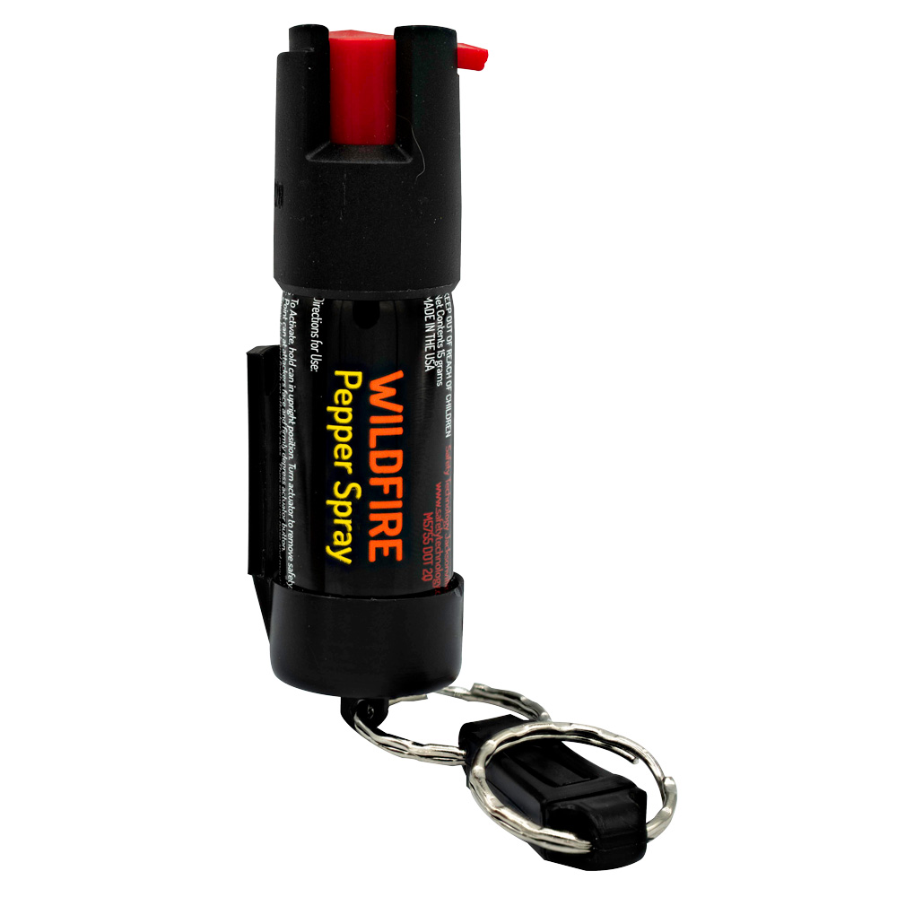 Wildfire 1.4% MC 1/2 oz pepper spray belt clip and quick release keychain view 4